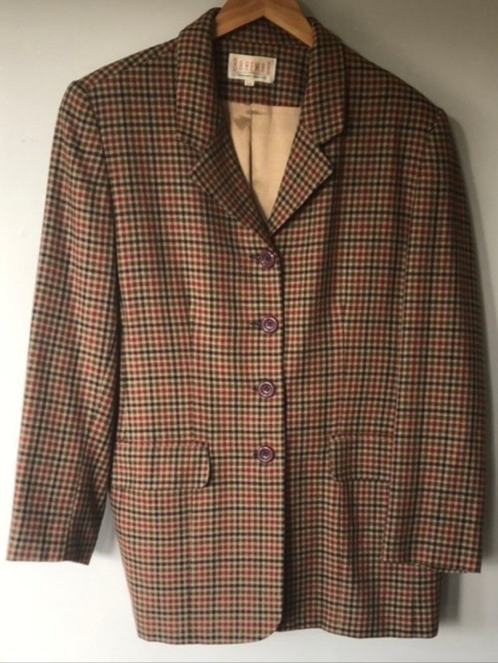Vintage oversized wool houndstooth blazer - Picture 1 of 9